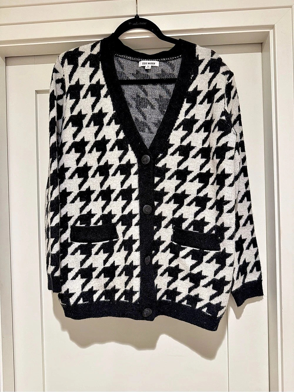 Steve Madden Houndstooth Cardigan in Black & White Like New, Size S